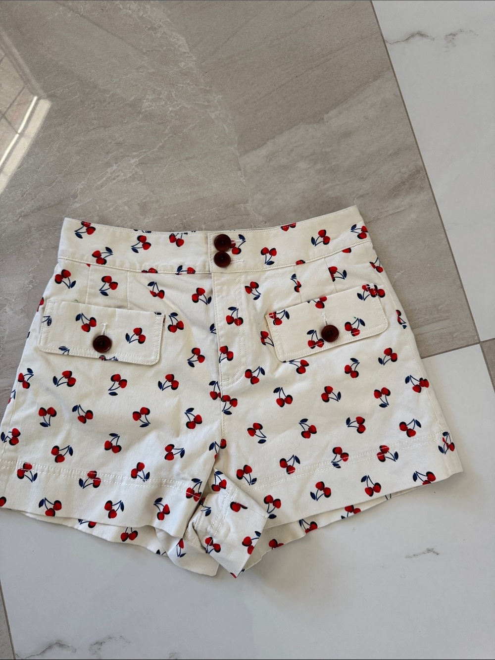kate spade white Shorts with Red Cherry Print